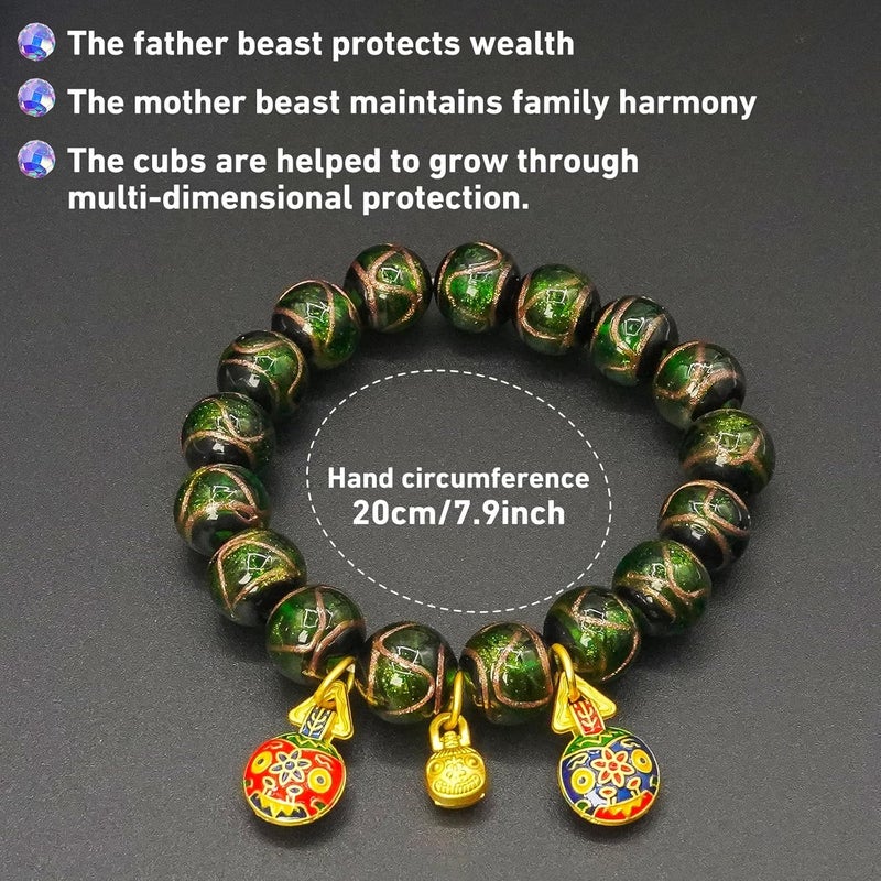 CNYTPE Colorful Gray Glaze Bracelet for Men and Women – Imperial Palace-Style Gold-Swallowing Beast Family Guardian Jewelry, Ancient Oriental Glazed Beads for Good Luck & Abundance Flow, Energy-Balancing Harmony Bracelet - Image 2